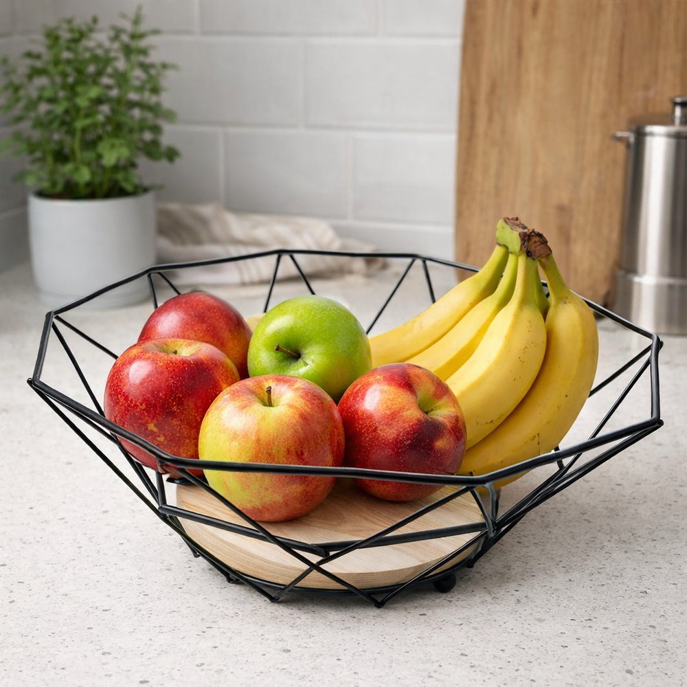 Fruteira Diamond Ecowood Preta 3 Andares Madeira Eco Friendly Organizador Cozinha - Imagem 5