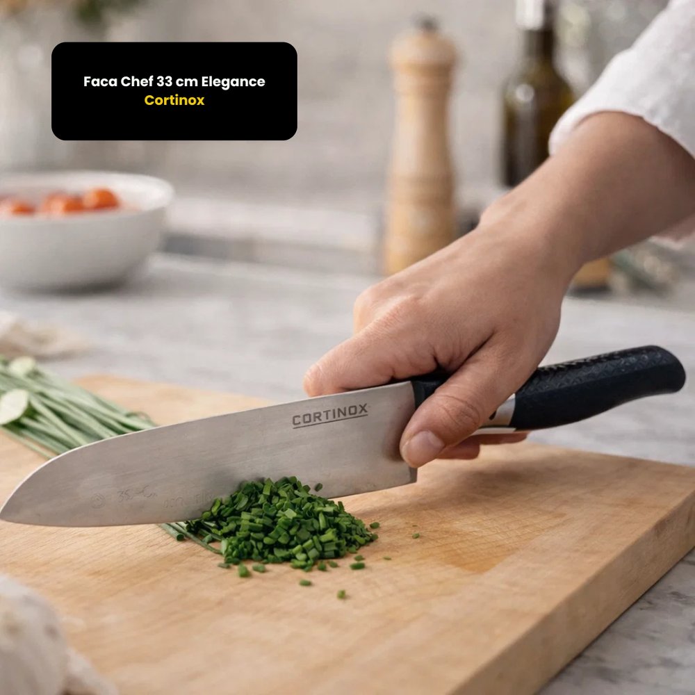 Faca Chef Cortinox Elegance 33 cm Aço Inox Lâmina Fina Profissional Cozinha - Imagem 5