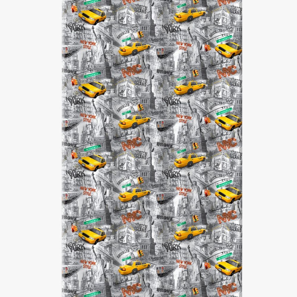 Cortina de Box NY Estampada 1,80x1,80m com Ganchos Poliéster Resistente Banheiro