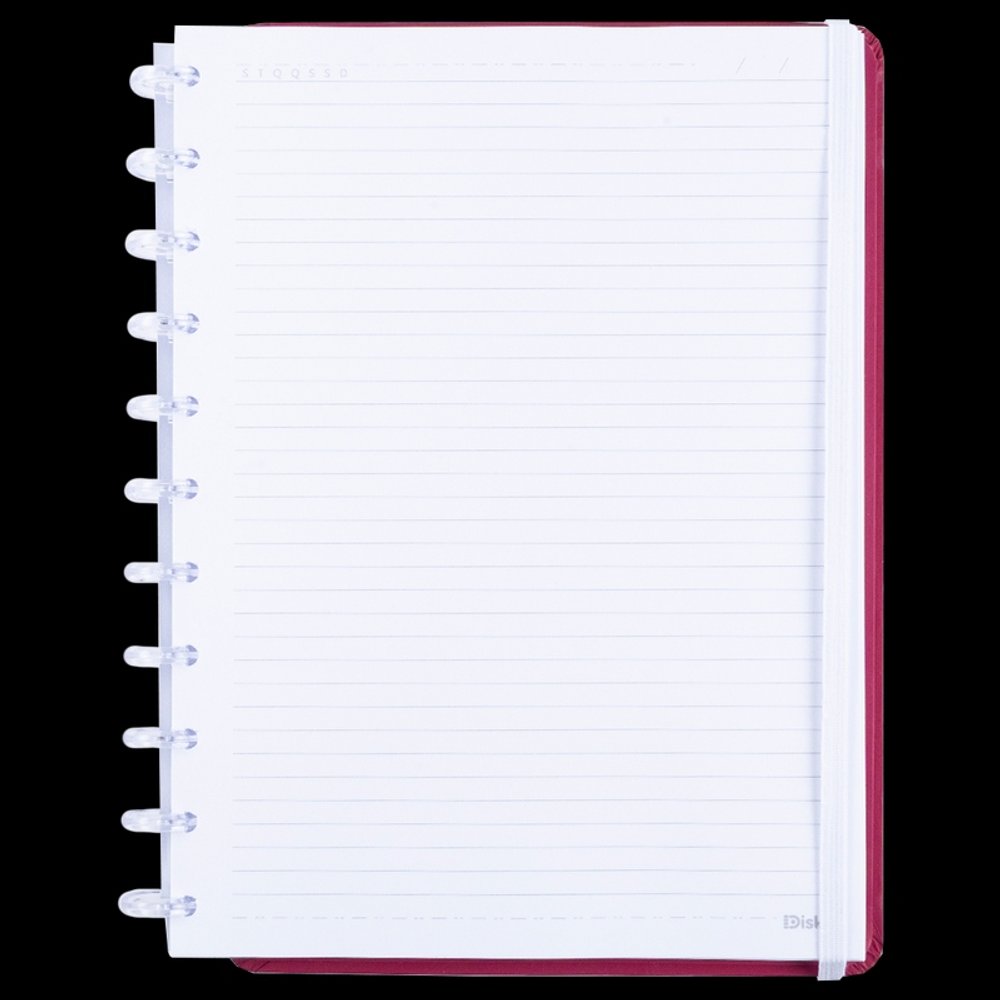 Caderno Disko Rose Wine Grande G Capa Dura Disco Reposicionável - Imagem 5