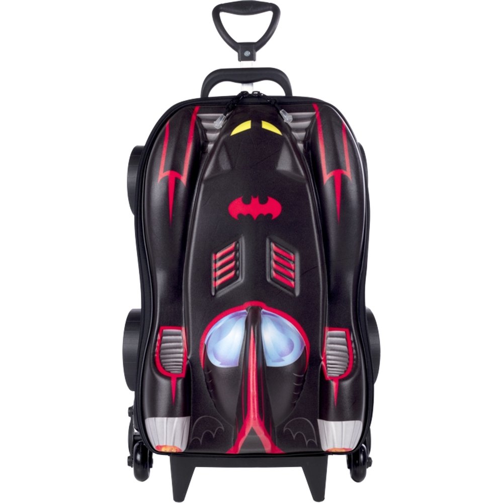 Mala Infantil Batman 3D Preta com Rodinhas Resistente Tamanho Médio para Viagem Escolar - Imagem 2