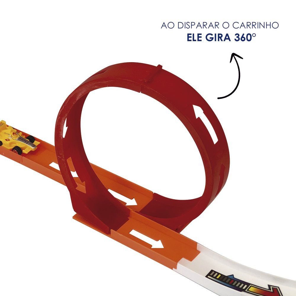 Pista de Carrinho Strike com Looping 360° e 4 Carrinhos Multicoloridos Brinquedo Infantil - Imagem 4
