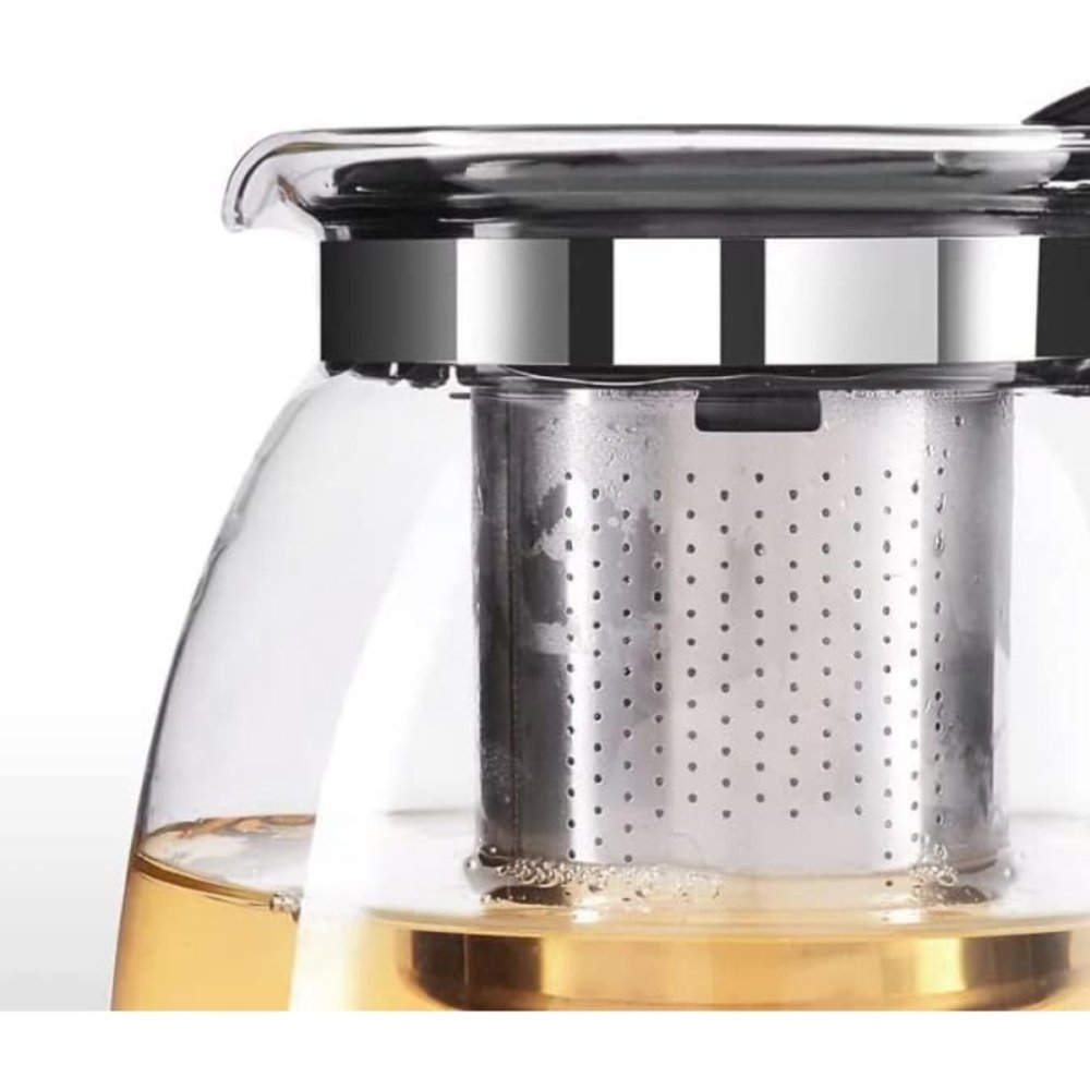 Chaleira Bule de Vidro com Infusor Inox 950ml para Chá Café Transparente Resistência Alta - Imagem 2