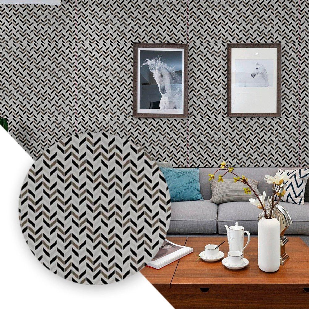 Papel de Parede Adesivo PVC Estampa Zig Zag 5 Metros Revestimento Decorativo Residencial - Imagem 2