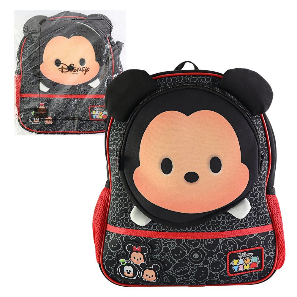 Mochila Escolar Infantil Mickey Mouse Costas 16" Resistente Impermeável Colorida Azul e Vermelha - Imagem 4