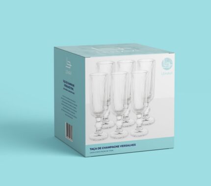 Jogo 6 Taça de Champagne Versalhes Gold Vidro 170 ml