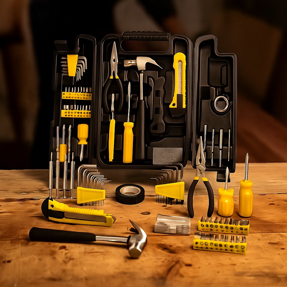 Jogo de Ferramenta com Maleta 200 Peças Kit Completo Profissional Aço Carbono Preto - Imagem 4