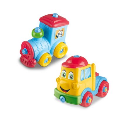 Kit Caminhão e Trem Brinquedo Multicolorido Infantil com Acessórios em Plástico Resistente