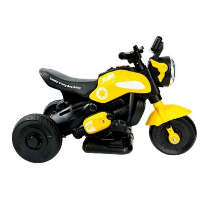 Mini Moto Elétrica Esportiva Infantil Amarela 6V com Bateria Recarregável e Luz LED