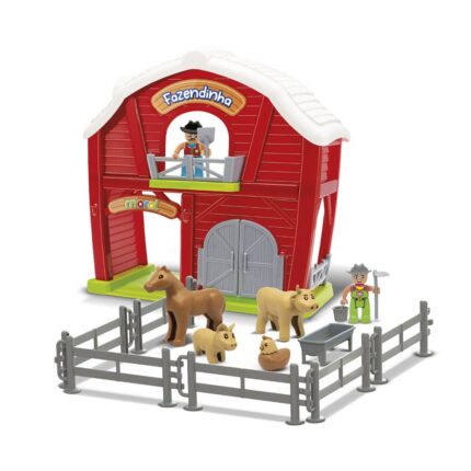 Brinquedo Fazendinha 21 Peças Vermelha Infantil Educativo Animais Figuras Plásticas