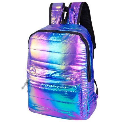 Mochila Holográfica Metalizada Sortida PVC Resistente Escolar Universitária 16L