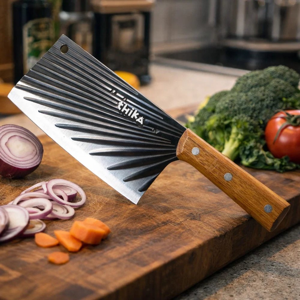 Cutelo Aço Inox 30cm Cabo de Madeira Resistente Faca Profissional Corte Pesado - Imagem 5
