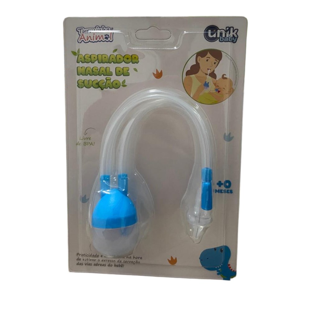 Aspirador Nasal Infantil Sucção Manual Azul para Bebê Menino Higiene Nasal Seguro e Prático