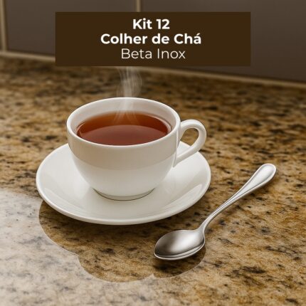 Kit 12 Colheres de Chá Inox Beta - Aço Inoxidável, Design Moderno, Durável e Resistente
