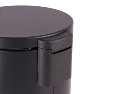 Lixeira Redonda com Pedal Multiuso 3 Litros Aço Preto Matte Compacta para Banheiro Cozinha Escritório