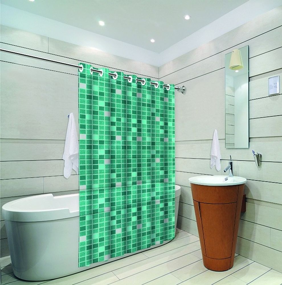 Cortina de Box Pastilha Verde c/ ilhos - Imagem 2