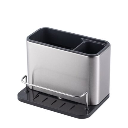 Organizador de Pia Inox 3 Divisórias Suporte Utensílios Cozinha Resistência Antioxidante