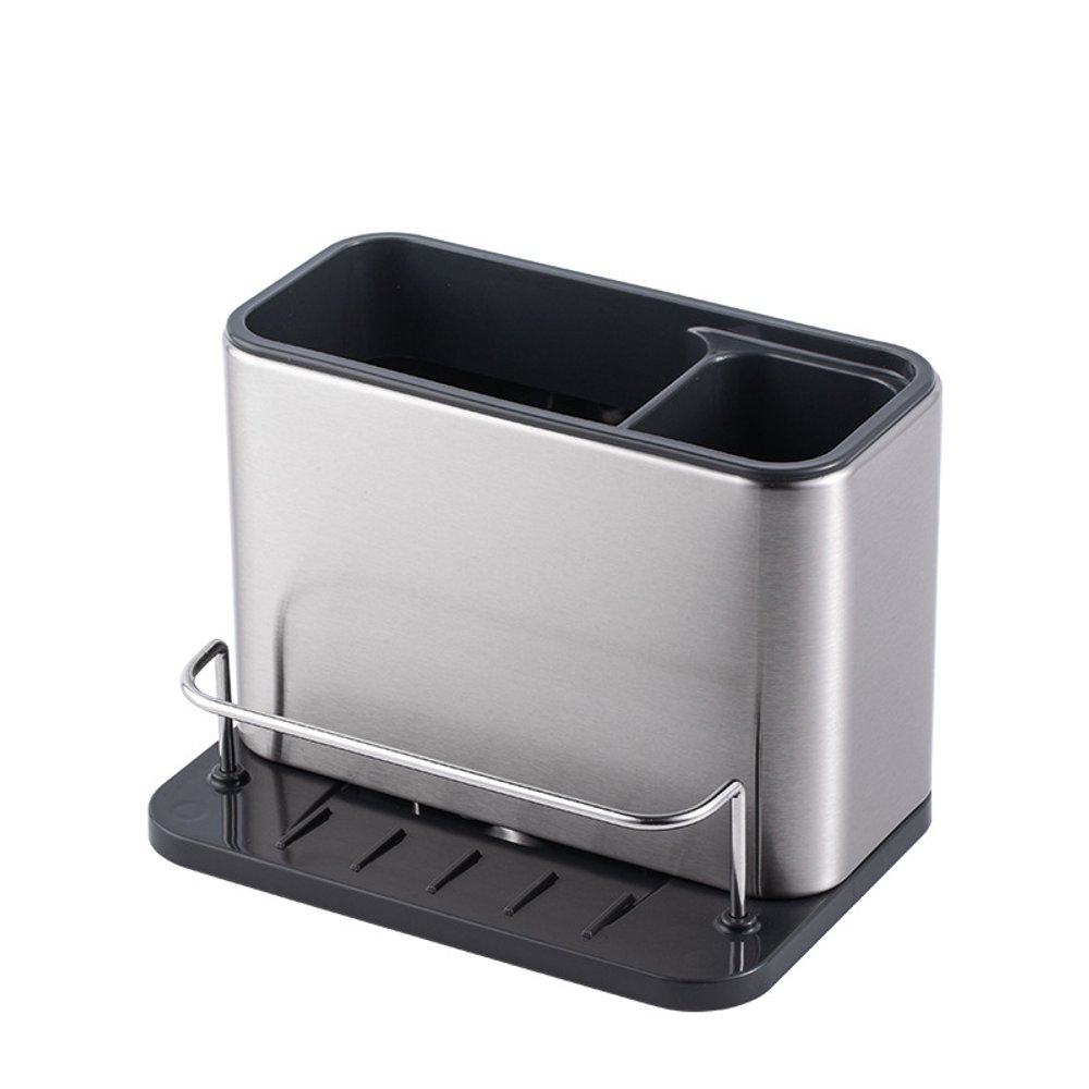 Organizador de Pia Inox 3 Divisórias Suporte Utensílios Cozinha Resistência Antioxidante