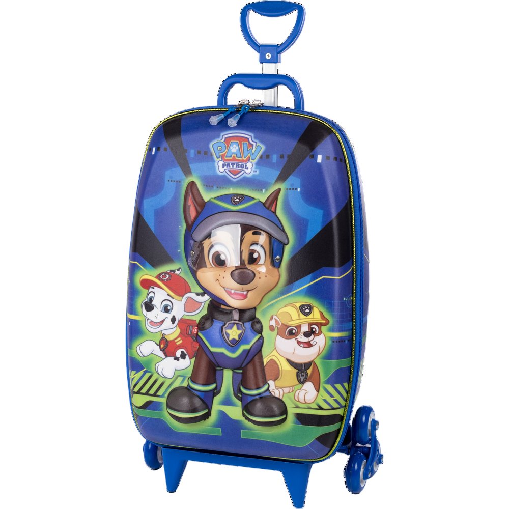 Mala Infantil Harry Patrulha Canina 3D com Rodinhas Azul Resistente Escolar Viagem - Imagem 5