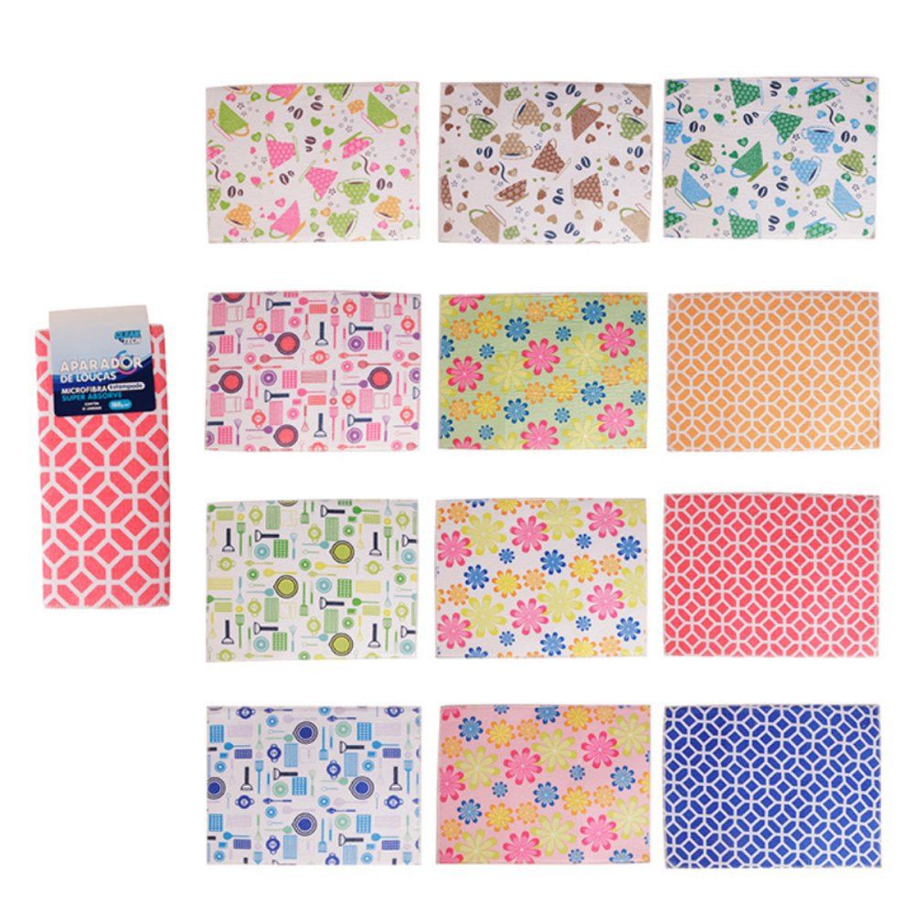 Aparador de Louças Microfibra Estampado 40x30cm Resistente Secagem Rápida Sortido - Imagem 6