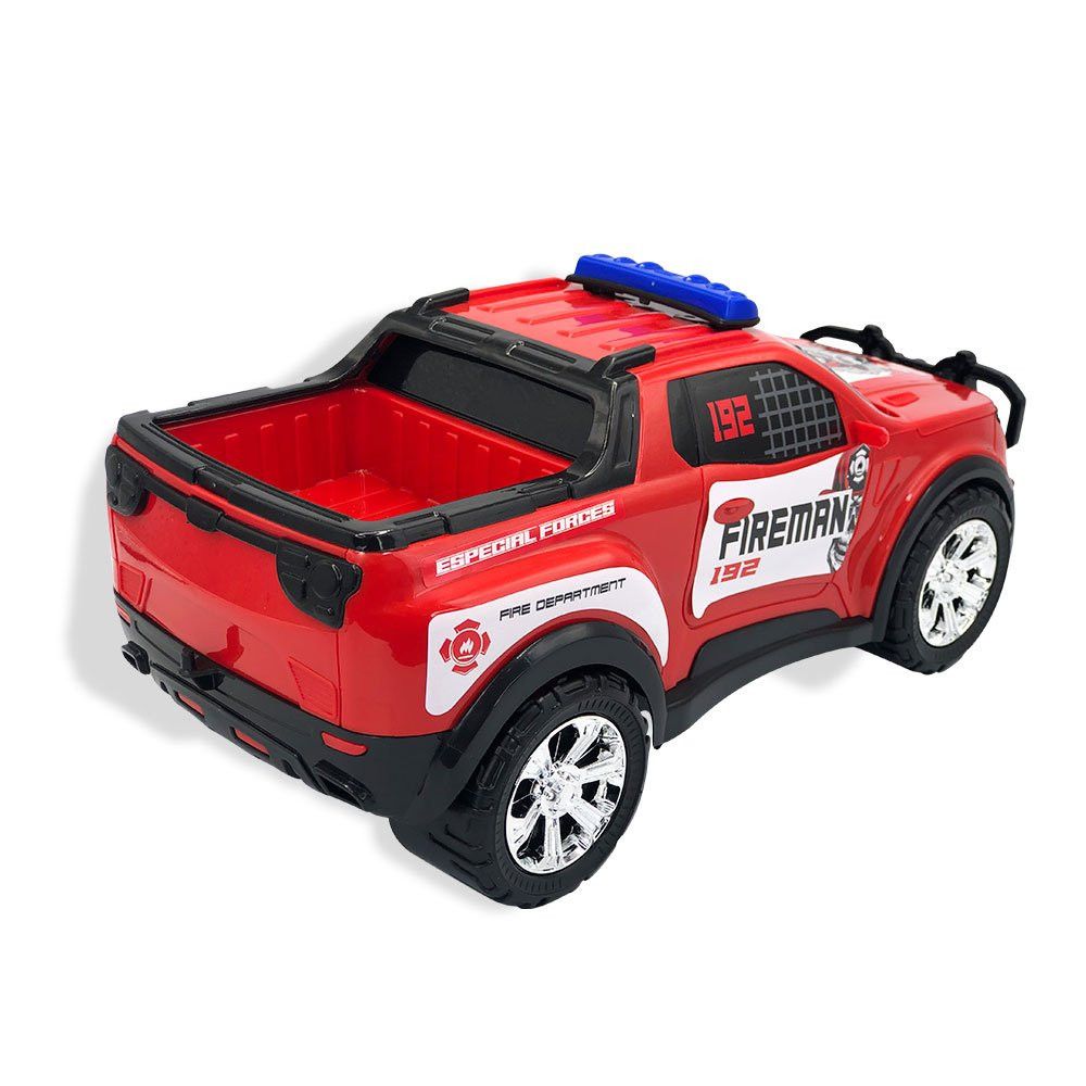 Caminhonete de Bombeiro Hytop Vermelha 32cm Brinquedo Infantil Resistente e Realista - Imagem 3