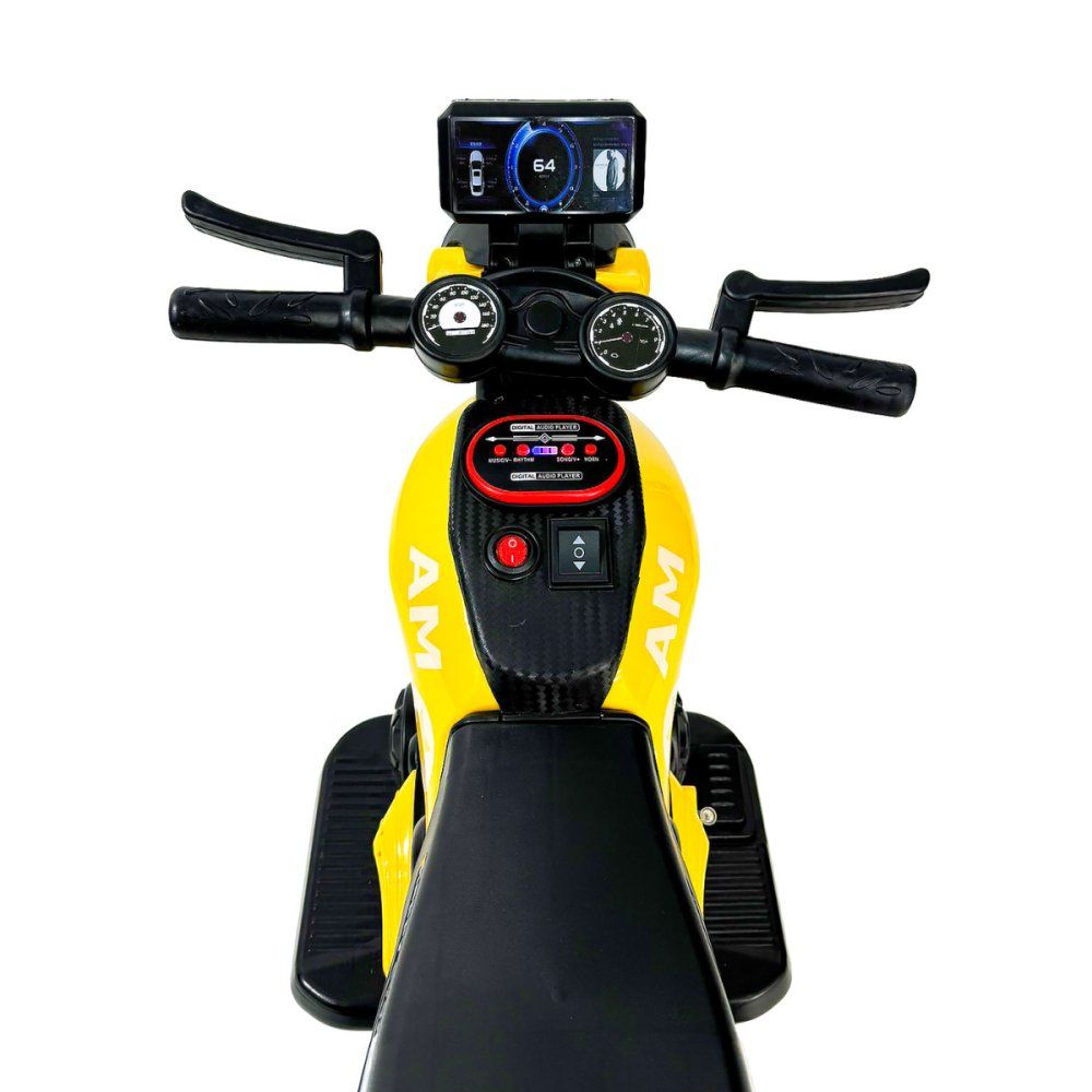 Mini Moto Elétrica Esportiva Infantil Amarela 6V com Bateria Recarregável e Luz LED - Imagem 4