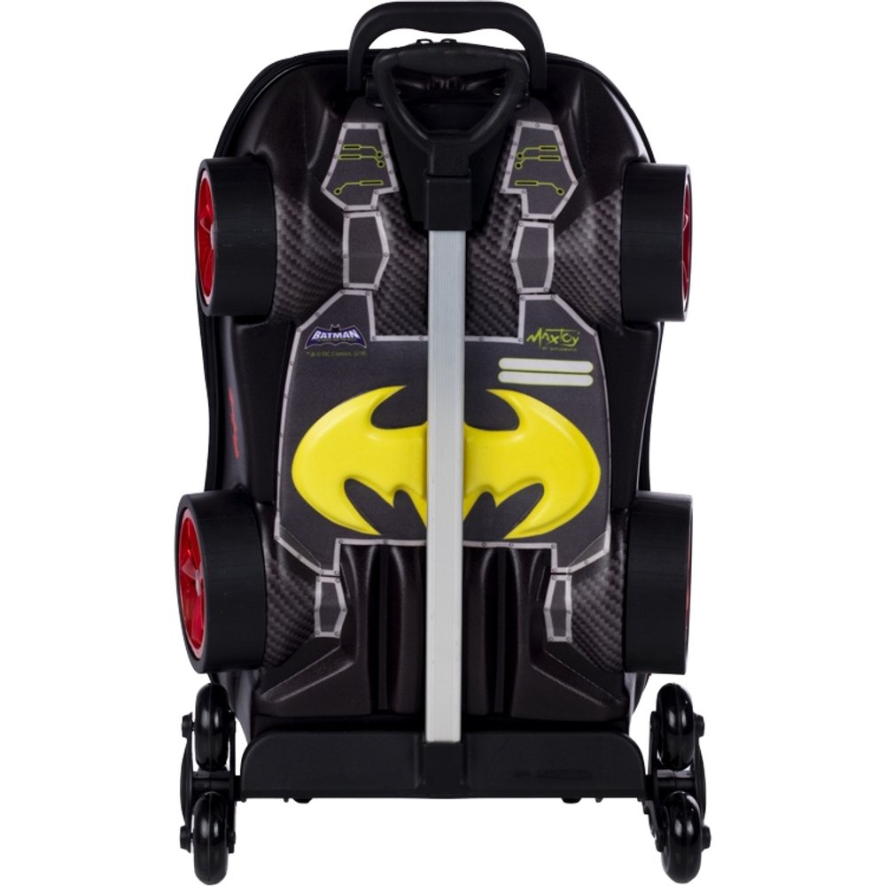 Mala Infantil Batman 3D Preta com Rodinhas Resistente Tamanho Médio para Viagem Escolar - Imagem 5