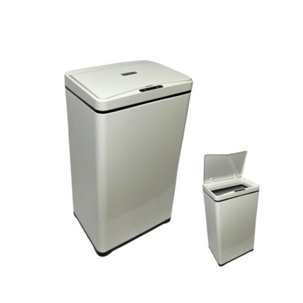 Lixeira Automática Retangular 50 Litros com Sensor de Movimento Branca com Tampa Antiodor