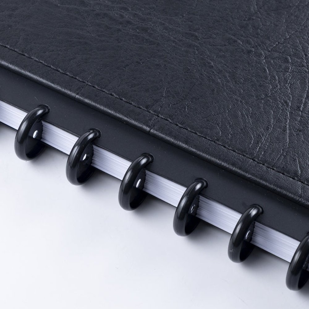Caderno Capa Dura Couro Black Disco Reposicionável Médio M - Imagem 5