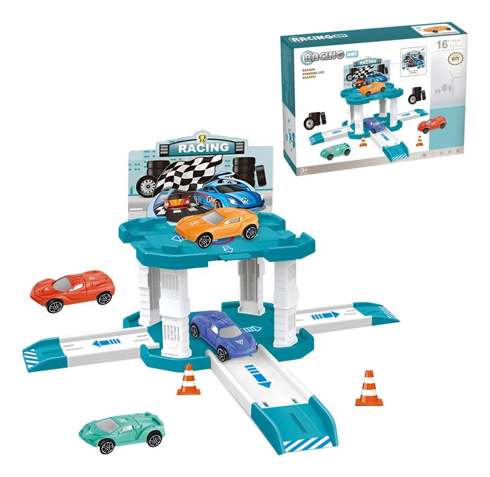Pista De Corrida Infantil Racing Com Carrinhos Brinquedo De Montar - Imagem 4