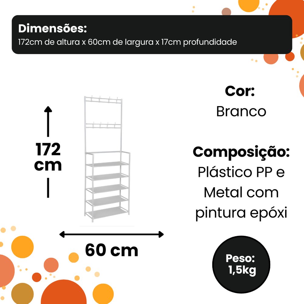 Prateleira Organizadora 5 Níveis para Calçados e Roupas Branca Estruturada Multiuso 100cm - Imagem 4