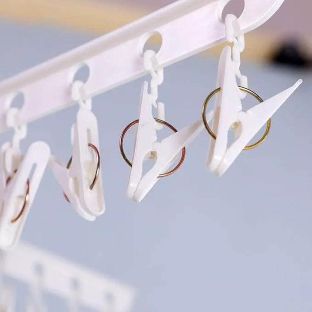 Cabideiro Articulado com Braços Giratórios Branco 6 Braços Suporte Roupas Organizador - Imagem 8