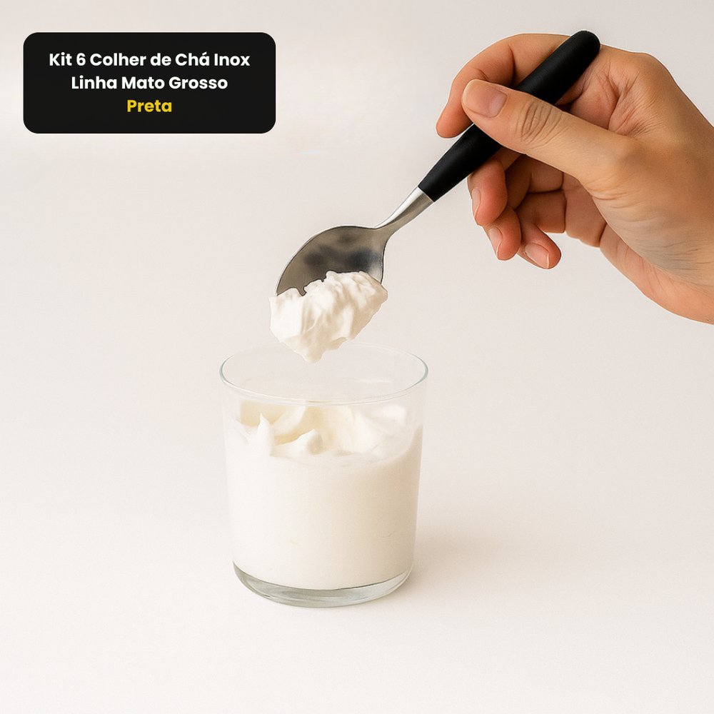 Kit 6 Colher de Chá Inox Linha Mato Grosso Preta Aço Inoxidável Resistente 15cm - Imagem 5
