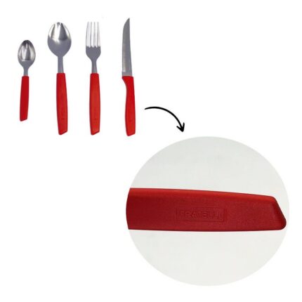 Conjunto Talheres Capri 25 Peças Aço Inox Vermelho Resistente Para Cozinha Mesa