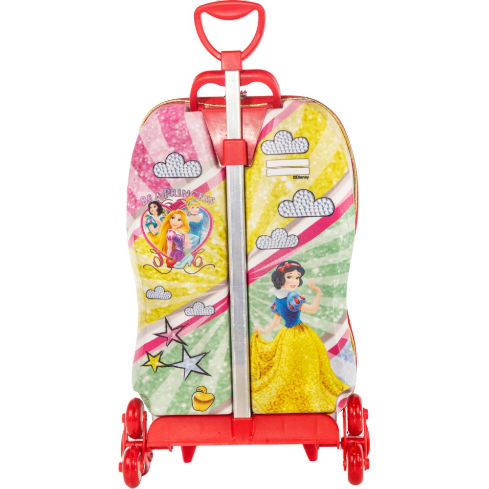 Mala Infantil Branca de Neve 3D com Rodinhas Multicolorida Tamanho Pequeno para Viagem Escolar - Imagem 4