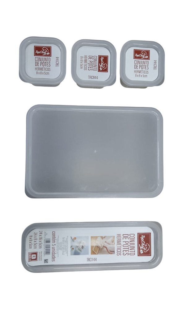 Conjunto 5 Potes Herméticos de Plástico com Tampa Vedação Perfeita Cozinha Organizador - Imagem 2