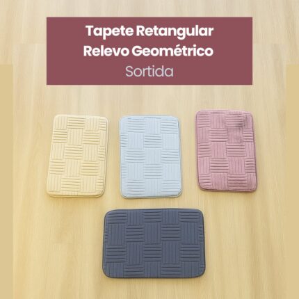 Tapete Retangular Relevo Geométrico Sortido 1,40x2,00m Antiderrapante para Sala Quarto