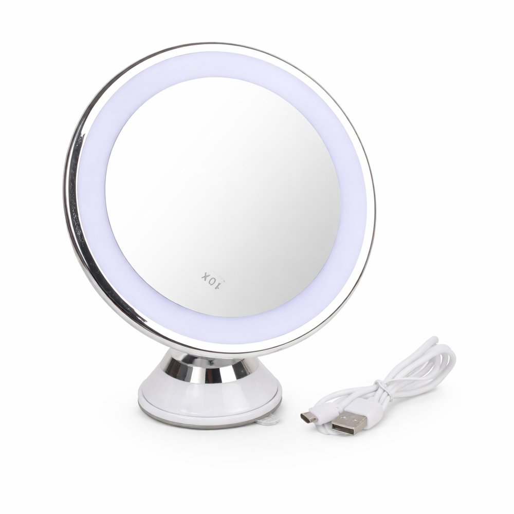 Espelho de Mesa Redondo LED para Maquiagem Com USB - Branca - Imagem 2