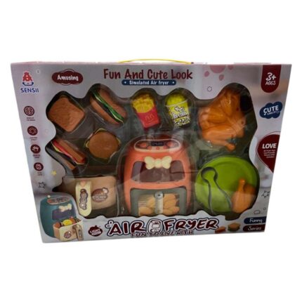 Conjunto Air Fryer Infantil Culinária Brinquedo com Luzes e Acessórios Educativo Colorido