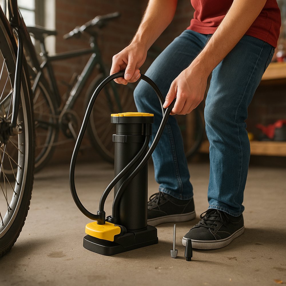 Bomba de Ar com Pedal para Encher Pneu Bicicleta Acessório Adaptador Rápido 100 PSI - Imagem 5