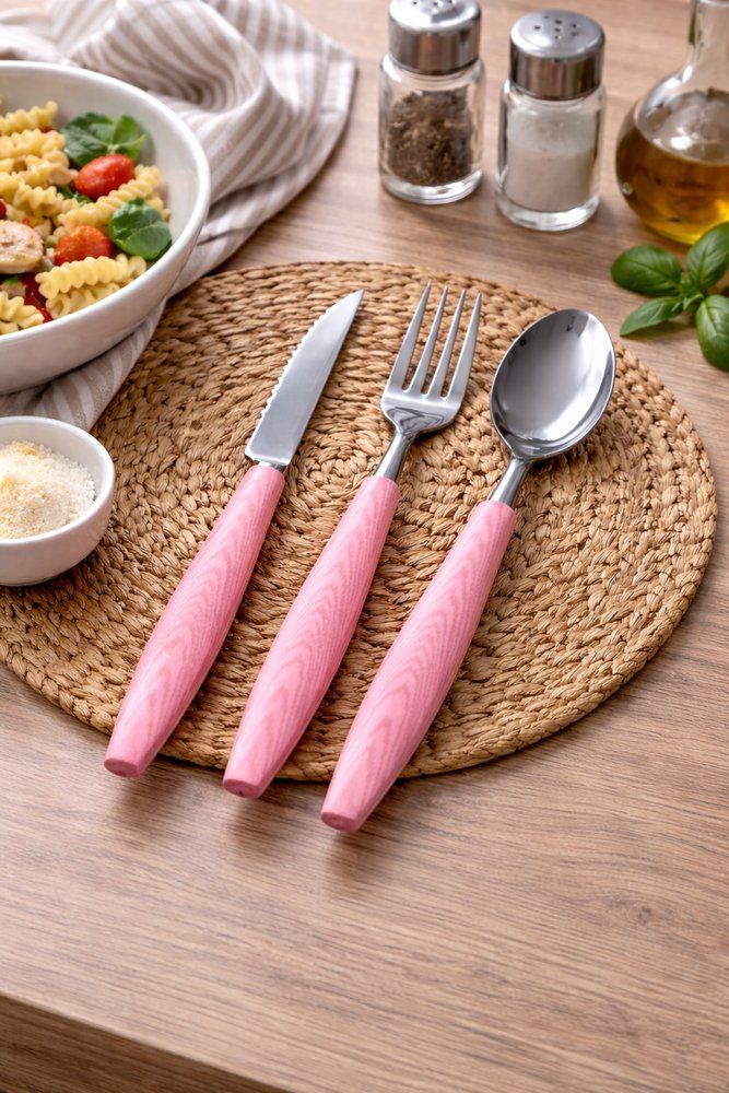 Conjunto talheres 12 peças de inox /Rosa - Imagem 6