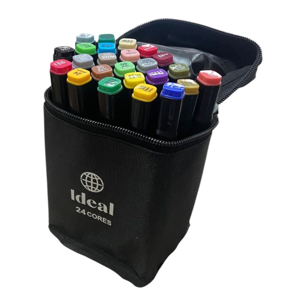 Estojo com 24 Canetas de Colorir Hidrográficas Multicolorido Estojo Portátil Tinta à Base de Água - Imagem 2