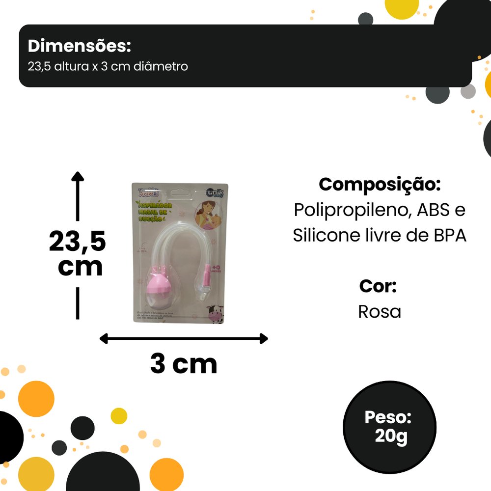 Aspirador Nasal Infantil de Sucção Menina Rosa Silencioso Portátil Fácil Limpeza Bico Macio - Imagem 2
