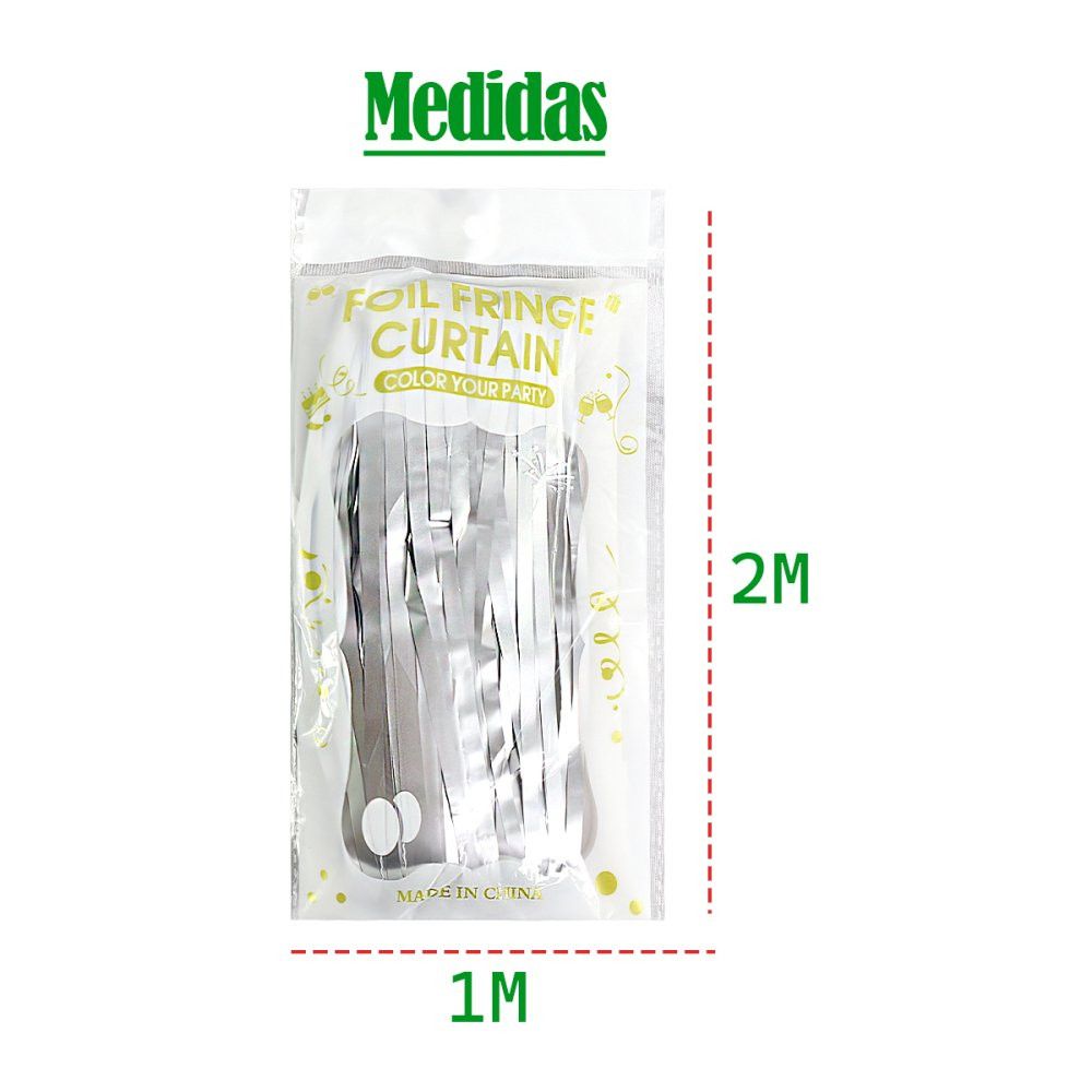 Cortina Metalizada Fitas Para Decoração Prata - Imagem 2