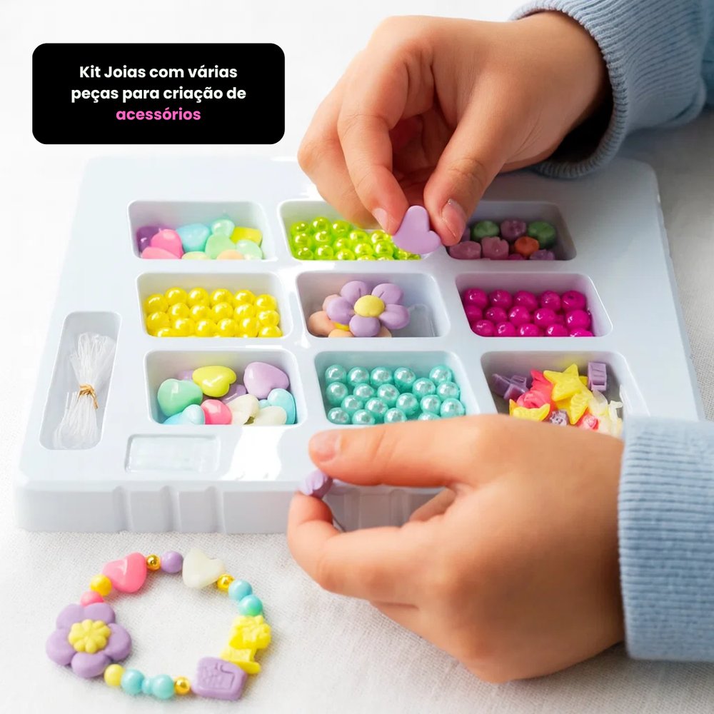 Kit Joias para Criação de Acessórios com Peças Variadas em Metal e Miçangas Coloridas - Imagem 4