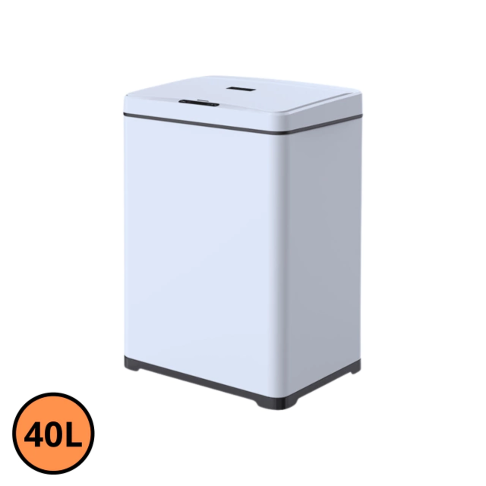 Lixeira Automática Retangular 40 Litros Aço Inox Sensor Presença Cozinha Banheiro Branca - Imagem 2