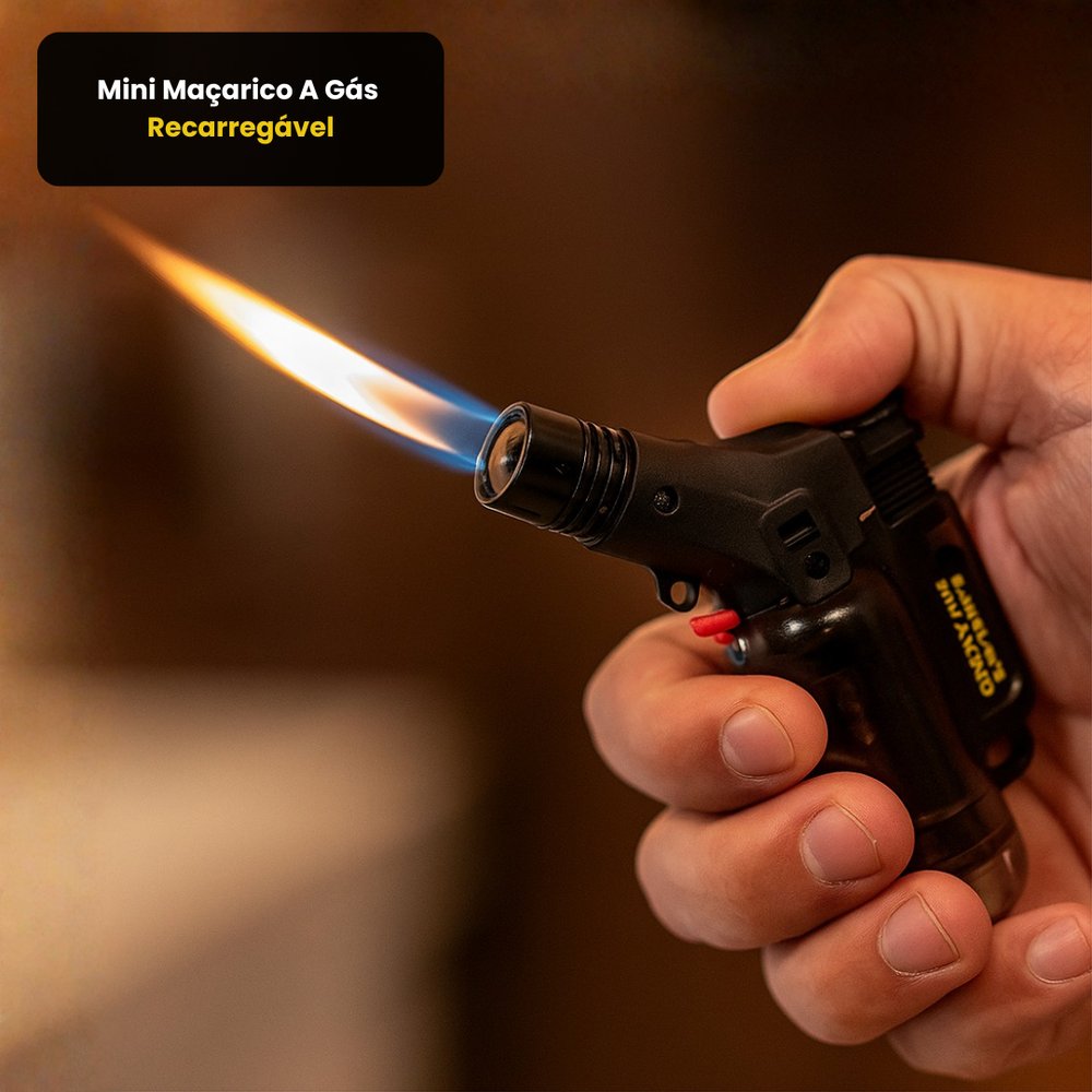 Mini Maçarico a Gás Recarregável Portátil com Ignição Automática Azul para Solda e Cozinha - Imagem 2
