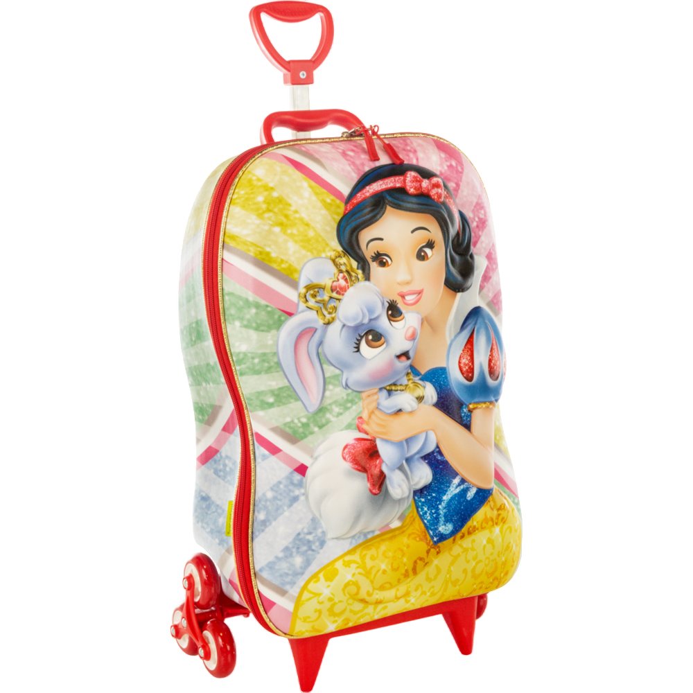 Mala Infantil Branca de Neve 3D com Rodinhas Multicolorida Tamanho Pequeno para Viagem Escolar
