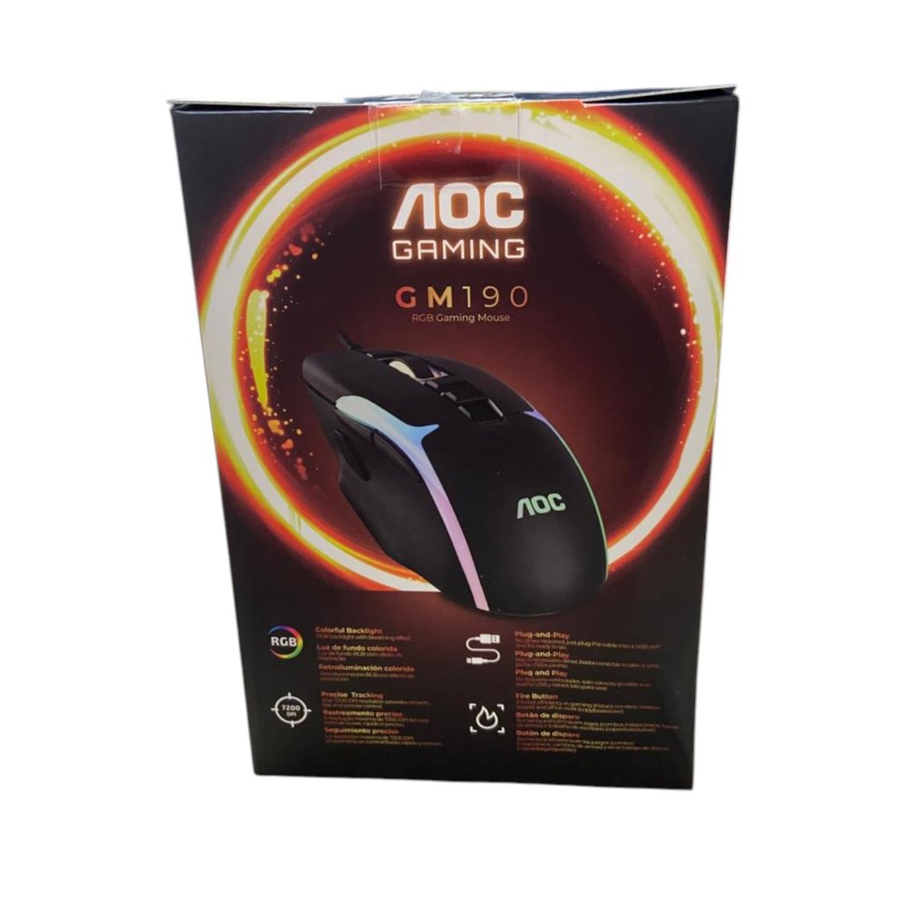 Mouse Gamer RGB 7200 DPI Ergonômico 7 Botões Programáveis Alta Precisão USB Preto - Imagem 2