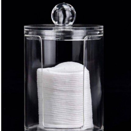 Pote para Discos de Algodão e Hastes Flexíveis com Tampa Transparente Plástico 500ml Organizador